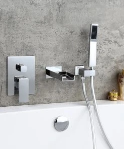 Homary Waterfall Wall-Mount Bathtub Filler Faucet & Handshower, Chrome 9 Homary Waterfall Wall-Mount Bathtub Filler Faucet & Handshower, Chrome -Moen-shop 8701606d0d145ec8 2986 w800 h800 b0 p0