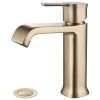 Maxwell Bathroom & Kitchen Inc Single Hole Bathroom Faucet With Drain Assembly, Brushed Gold