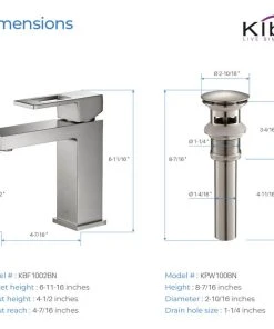 Kibi USA Cubic Single Hole Bathroom Faucet KBF1002, Brush Nickel, W/ Drain -Moen-shop 8781651c01ba2ade 0313 w800 h800 b1 p0