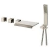 HOMARY Moda Waterfall Wall Mounted Tub Filler Faucet With Hand Shower Brushed Nickel