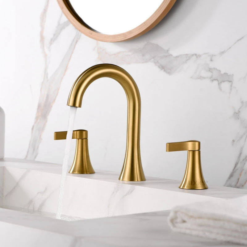 Luxier WSP11-T 2-Handle Widespread Bathroom Faucet With Drain, Brushed Gold 6 Luxier WSP11-T 2-Handle Widespread Bathroom Faucet With Drain, Brushed Gold - Image 6