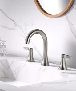 Luxier WSP11-T 2-Handle Widespread Bathroom Faucet With Drain, Brushed Nickel -Moen-shop 8861fbc301660d16 4848 w800 h800 b0 p0