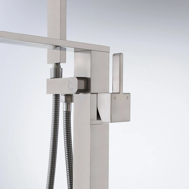 HOMARY Floor Mounted Single Handle Freestanding Bathtub Faucet With Handheld Shower, Br 6 HOMARY Floor Mounted Single Handle Freestanding Bathtub Faucet With Handheld Shower, Br - Image 6