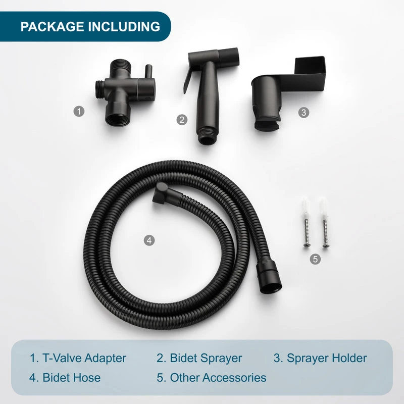 SUNRINX Modern Dual-Mount Non-Electric Handheld Bidet Toilet Sprayer Set, Matte Black 8 SUNRINX Modern Dual-Mount Non-Electric Handheld Bidet Toilet Sprayer Set, Matte Black - Image 8