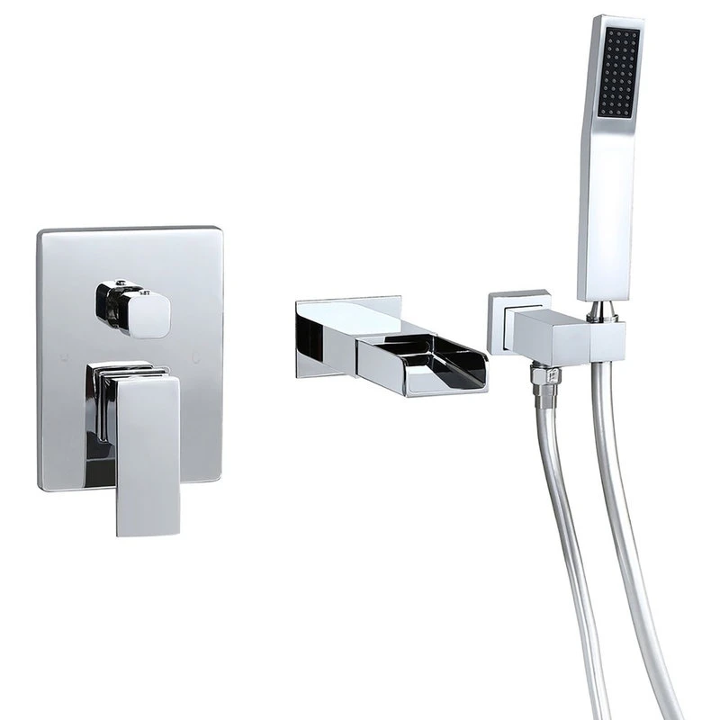 Homary Waterfall Wall-Mount Bathtub Filler Faucet & Handshower, Chrome 1 Homary Waterfall Wall-Mount Bathtub Filler Faucet & Handshower, Chrome