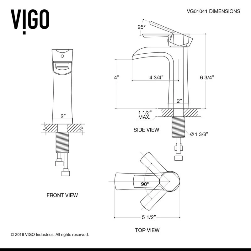 VIGO Paloma Single Hole Bathroom Faucet With Deck Plate 9 VIGO Paloma Single Hole Bathroom Faucet With Deck Plate - Image 9