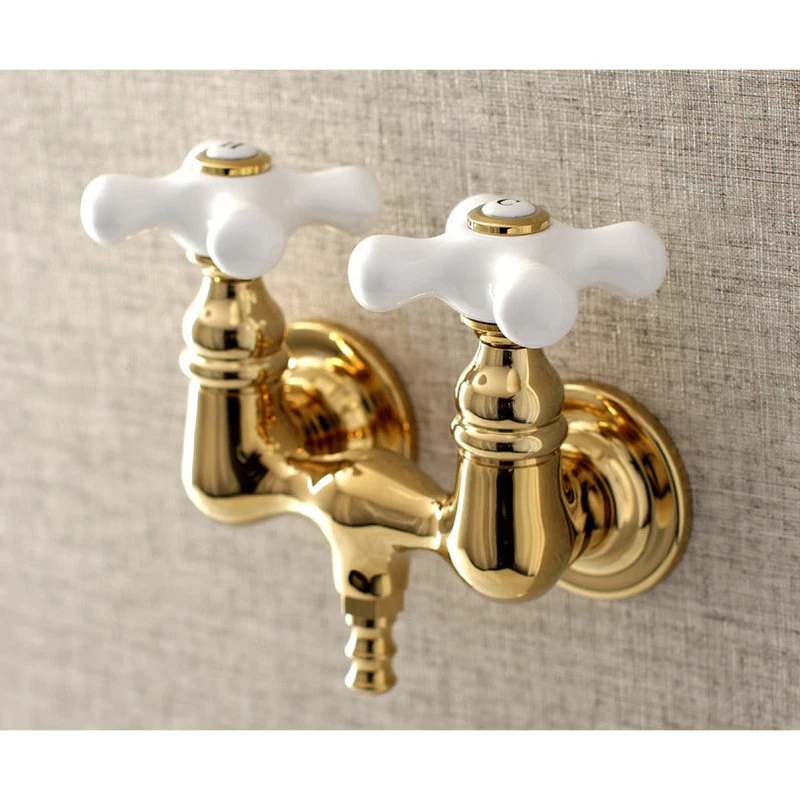 Kingston Brass Aqua Vintage 3-3/8" Wall Mount Tub Faucet, Polished Brass 4 Kingston Brass Aqua Vintage 3-3/8" Wall Mount Tub Faucet, Polished Brass - Image 4