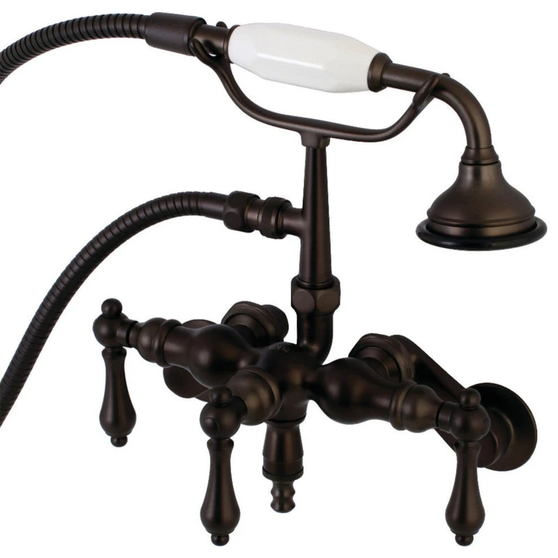 Kingston Brass Aqua 3-3/8" Wall Mount Clawfoot Tub Faucet W/Hand Shower, Oil Rubbed Bronze 1 Kingston Brass Aqua 3-3/8" Wall Mount Clawfoot Tub Faucet W/Hand Shower, Oil Rubbed Bronze