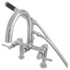 Kingston Brass Aqua Vintage 7" Deck Mount Clawfoot Tub Faucet, Polished Chrome