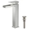 Kibi USA Waterfall Single Handle Vessel Sink Faucet, Brushed Nickel, With Drain