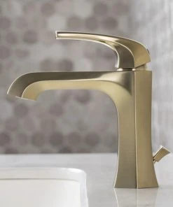 Kraus USA, Inc. Esta Single Handle 1-Hole Bathroom Basin Faucet, Lift Rod Drain, Brushed Gold -Moen-shop 8e01d78300e5e6e7 3162 w800 h800 b0 p0