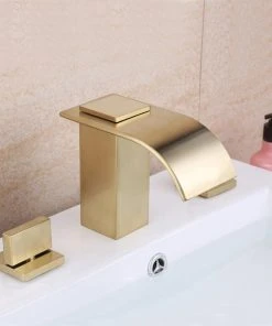 HOMARY Waterfall Double Handle Widespread Sink Faucet For Bathroom, Brushed Gold 13 HOMARY Waterfall Double Handle Widespread Sink Faucet For Bathroom, Brushed Gold -Moen-shop 8e419405005087c2 8762 w800 h800 b0 p0