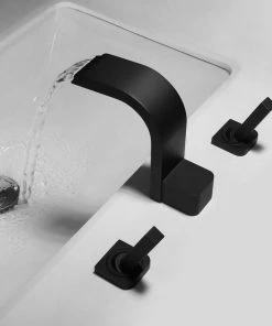 HOMARY Widespread Waterfall Bathroom Sink Faucet,Deck Mount Bathroom Mixer Faucet, Blac -Moen-shop 8e7195b90ef07621 7992 w800 h800 b0 p0