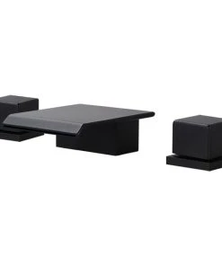 HOMARY Waterfall Widespread Bathroom Sink Faucet Square Double Handle Solid Brass, Matt