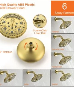 UKISHIRO 6-Spray Patterns, 1.8 GPM 8" Tub Wall Mount Dual Shower Heads, Brushed Gold 21 UKISHIRO 6-Spray Patterns, 1.8 GPM 8" Tub Wall Mount Dual Shower Heads, Brushed Gold -Moen-shop 8ff1937302fa0115 1579 w800 h800 b1 p0