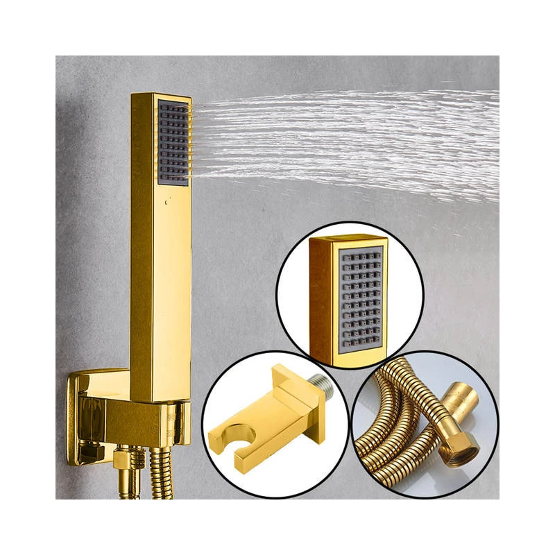 BathSelect Florence Gold Plated Wall Mount LED Rainfall Shower Set, 12" 8 BathSelect Florence Gold Plated Wall Mount LED Rainfall Shower Set, 12" - Image 8