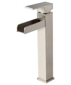 HOMARY Contemporary Single Handle Waterfall Spout Bathroom Vessel Sink Faucet, Brushed