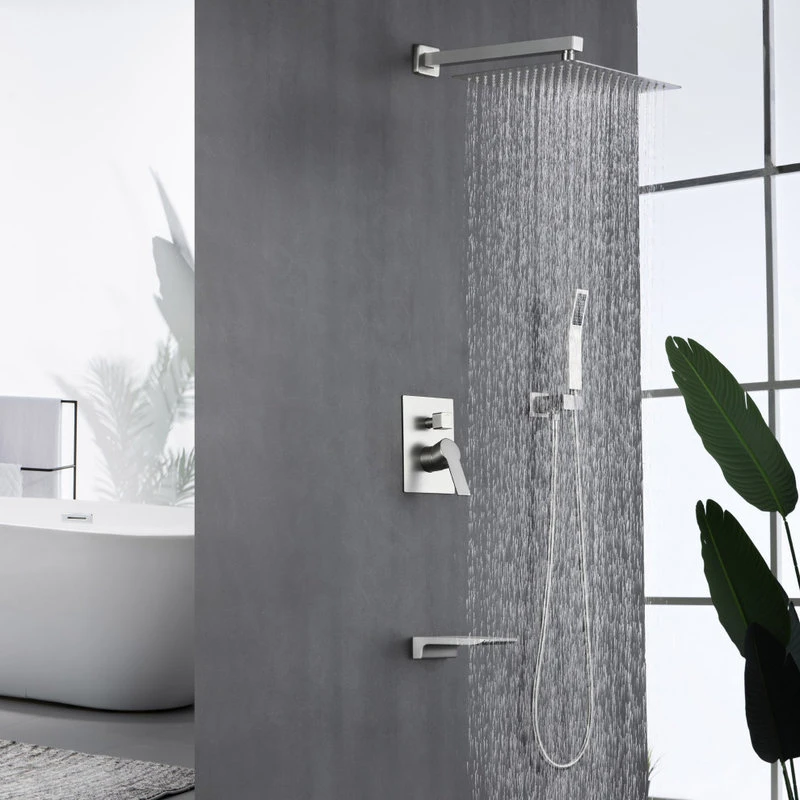 Wellfor Group LLC Wellfor Rainfall Shower System, 12" Rain Shower Head With Handheld Combo Set, Br 2 Wellfor Group LLC Wellfor Rainfall Shower System, 12" Rain Shower Head With Handheld Combo Set, Br - Image 2