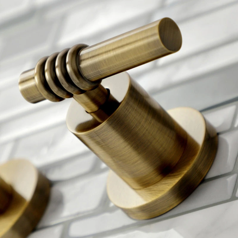 Kingston Brass KS8023ML Two-Handle Wall Mount Tub Faucet, Antique Brass 2 Kingston Brass KS8023ML Two-Handle Wall Mount Tub Faucet, Antique Brass - Image 2