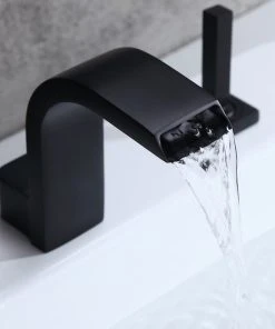 HOMARY Widespread Waterfall Bathroom Sink Faucet,Deck Mount Bathroom Mixer Faucet, Blac -Moen-shop 923182ad0ef07610 7992 w800 h800 b0 p0