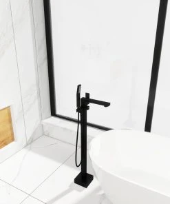 Jims Maison Freestanding Tub Shower Claw Foot Faucet With Handheld Spout, Matte Black -Moen-shop 940115db02f070e0 5055 w800 h800 b0 p0