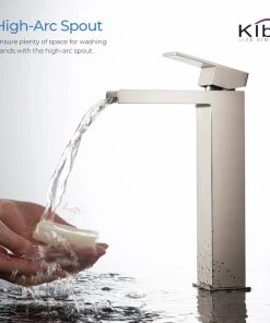 Kibi USA Waterfall Single Handle Vessel Sink Faucet, Brushed Nickel, With Drain -Moen-shop 9421bd4e0f1b5431 1863 w800 h800 b0 p0