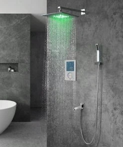 Fontana Showers Fontana Flavia Digital Color Changing LED Rainfall Shower Set, 12" -Moen-shop 94c133430e746a38 0839 w800 h800 b0 p0