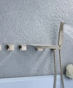 HOMARY Moda Waterfall Wall Mounted Tub Filler Faucet With Hand Shower Brushed Nickel -Moen-shop 9571a5f10040abb1 2433 w800 h800 b0 p0