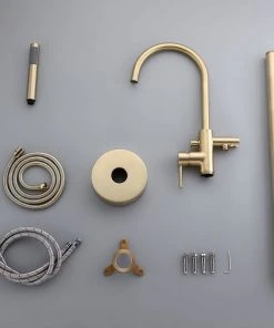 HOMARY Freestanding Single Handle Tub Filler Faucet With Hand Shower, Brushed Gold -Moen-shop 95e198db003f62ae 3474 w800 h800 b0 p0