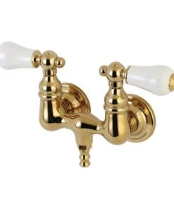Kingston Brass Aqua Vintage 3-3/8" Wall Mount Tub Faucet, Polished Brass