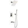 HOMARY Wall Mount 10" Rainshower Hand Shower, Tub Spout Shower System, Brushed Nicke