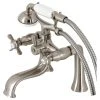 Kingston Brass KS248SN Deck Mount Clawfoot Tub Faucet With Hand Shower, Brushed Nickel