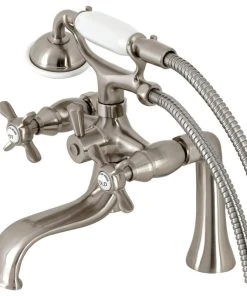 Kingston Brass KS248SN Deck Mount Clawfoot Tub Faucet With Hand Shower, Brushed Nickel