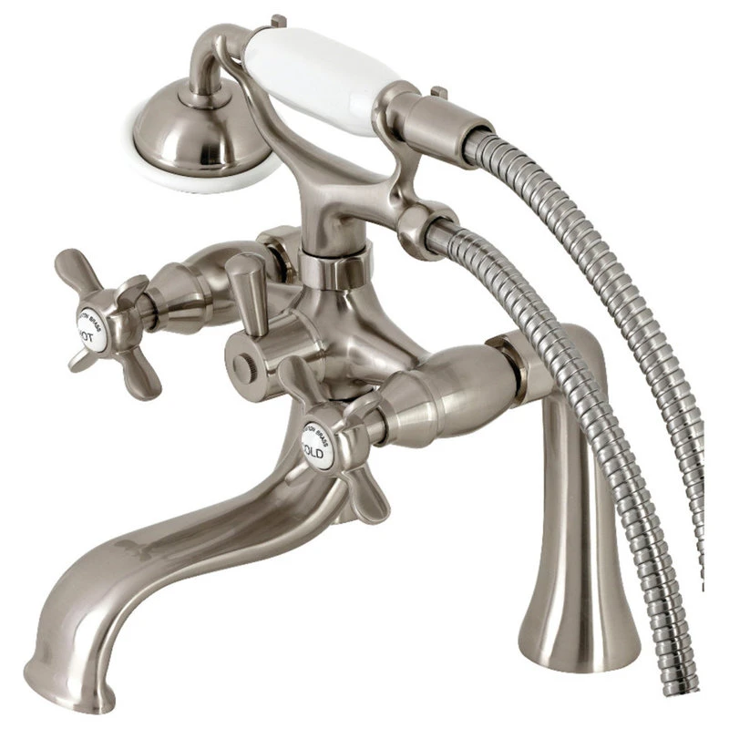 Kingston Brass KS248SN Deck Mount Clawfoot Tub Faucet With Hand Shower, Brushed Nickel 1 Kingston Brass KS248SN Deck Mount Clawfoot Tub Faucet With Hand Shower, Brushed Nickel
