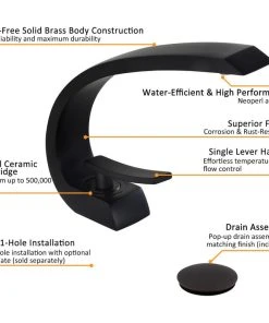 HOMARY Modern 1-Handle Bathroom Sink Faucet With Pop Up Drain, Matte Black 9 HOMARY Modern 1-Handle Bathroom Sink Faucet With Pop Up Drain, Matte Black -Moen-shop 98611a2c00137b27 2837 w800 h800 b1 p0