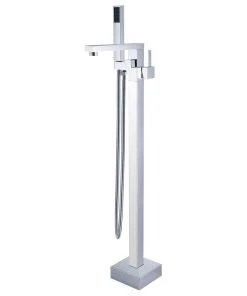 Jims Maison Freestanding Single Handle Bathtub Faucet With Shower Hose, Chrome