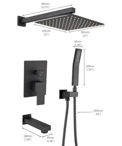 Maxwell Bathroom & Kitchen Inc 12" Wall Mounted Rainfall Shower System With Tub Spout, Matte Black -Moen-shop 98d1e56002679191 6028 w800 h800 b1 p0