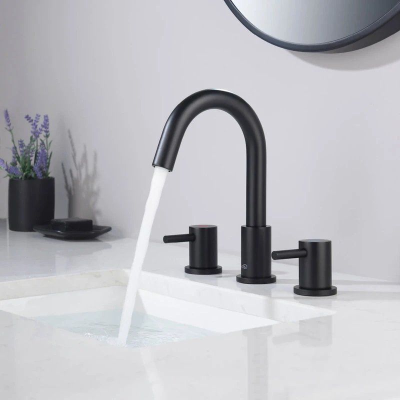 Kibi USA Circular Widespread Sink Faucet With Pop Up Drain, Matte Black 3 Kibi USA Circular Widespread Sink Faucet With Pop Up Drain, Matte Black - Image 3