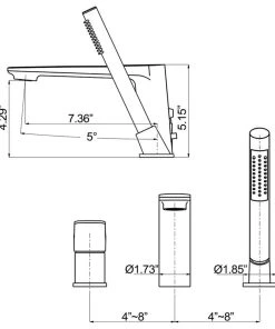 Modland Deck Mounted Luxury Roman Tub Faucet Set With Handshower And Tub Spout, Brushed -Moen-shop 9951174202da646a 2675 w800 h800 b1 p0
