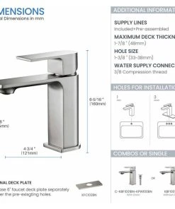Kibi USA KIBI Mirage Single Handle Bathroom Faucet, Brush Nickel, With Drain -Moen-shop 99614f6801b9ffa9 4991 w800 h800 b1 p0