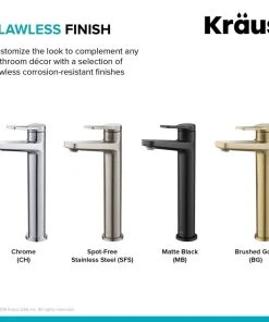 Kraus USA, Inc. Indy Single Handle Lever 1-Hole Vessel Bathroom Faucet Matte Black With PU Drain -Moen-shop 999113230f405642 3222 w800 h800 b0 p0