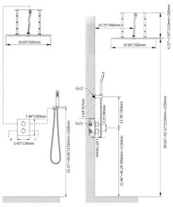 HOMARY 2-Function Thermostatic Shower System With Square Rain Shower And Hand Shower, 1 -Moen-shop 9a0181560f97de1a 7974 w800 h800 b1 p0