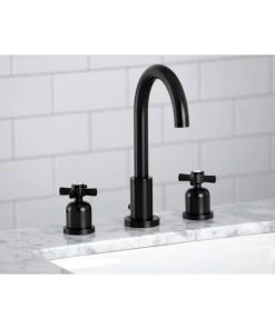Kingston Brass Fauceture Widespread Bathroom Faucet With Brass Pop-Up, Matte Black -Moen-shop 9b9154450dded801 8652 w800 h800 b0 p0