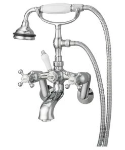 Cheviot Products 5100 Series Wall-Mount Tub Filler, Cross, Porcelain, Chrome