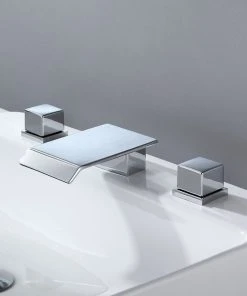 HOMARY Waterfall Widespread Bathroom Sink Faucet Square Double Handle Solid Brass, Chro -Moen-shop 9bb1bfc30040a804 4972 w800 h800 b0 p0