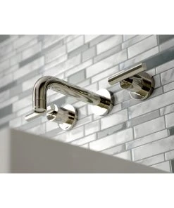 Kingston Brass KS8126CML 2-Handle 8" Wall Mount Bathroom Faucet, Polished Nickel -Moen-shop 9bf12b24013908a7 0774 w800 h800 b0 p0