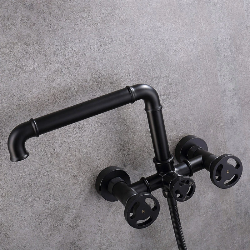 HOMARY Ruth Industrial Pipe Wall Mounted Bathtub Filler Faucet, Hand Shower 5 HOMARY Ruth Industrial Pipe Wall Mounted Bathtub Filler Faucet, Hand Shower - Image 5