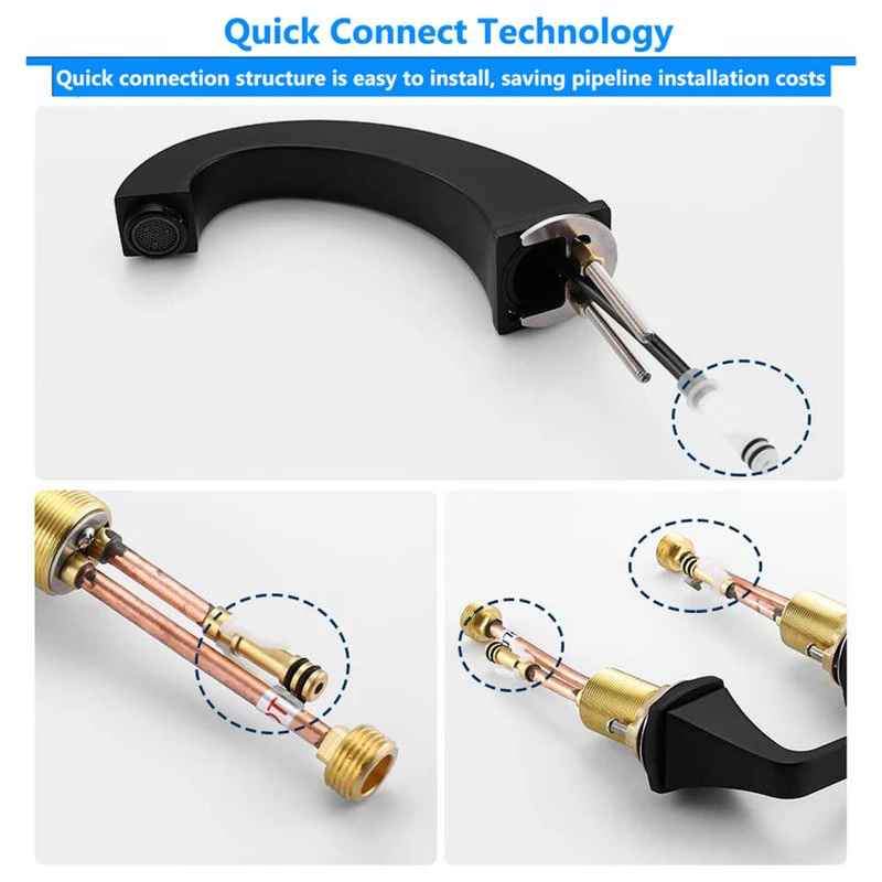 Maxwell Bathroom & Kitchen Inc 8 Inch Widespread Double Handles Bathroom Faucet With Pop Up Drain, Matte Black 4 Maxwell Bathroom & Kitchen Inc 8 Inch Widespread Double Handles Bathroom Faucet With Pop Up Drain, Matte Black - Image 4