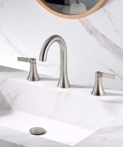 Luxier WSP11-T 2-Handle Widespread Bathroom Faucet With Drain, Brushed Nickel -Moen-shop 9c6167f901660d0a 4848 w800 h800 b0 p0