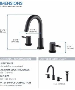 Kibi USA Circular Widespread Sink Faucet With Pop Up Drain, Matte Black 17 Kibi USA Circular Widespread Sink Faucet With Pop Up Drain, Matte Black -Moen-shop 9d411a3301bb5773 9920 w800 h800 b1 p0